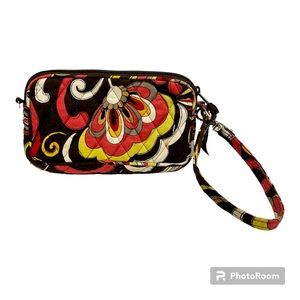 Vera Bradley Puccini Wristlet Wallet Brown Multicolored Quilted Retired 2008